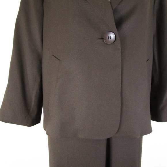 SOLDTalbots Solid Dark Brown Wool Pant Suit 10 Formal Career - Picture 5 of 11